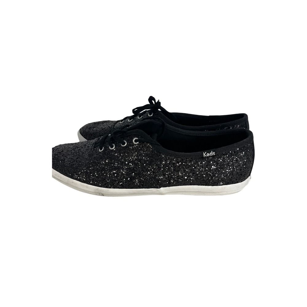 Keds Champion Black Glitter Sneakers Womens Low Top Lace Up Shoes, 11 - Picture 2 of 6
